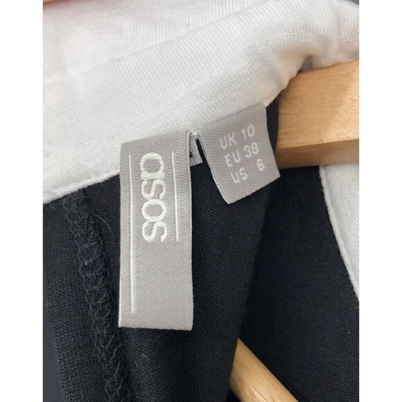 Asos Womens Black Midi Dress 6 Button Back Detail Wednesday Preppy Dark Academia - Picture 3 of 9